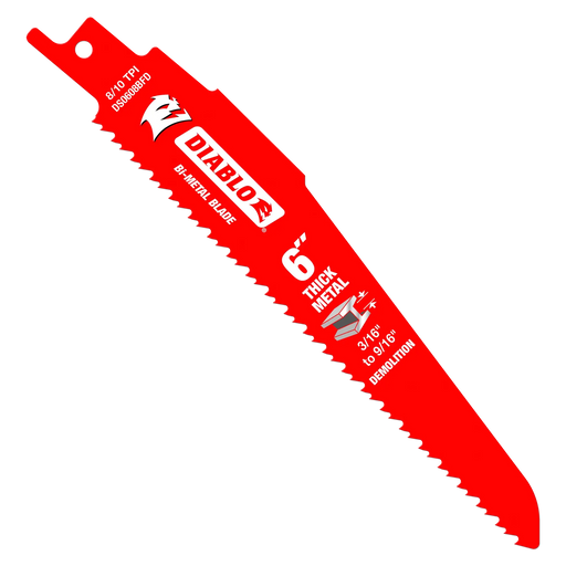 Diablo 6" 8/10 TPI Bi-Metal Reciprocating Saw Blade for Thick Metal Cutting