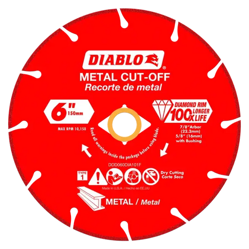 Diablo 6" Diamond Metal Cut Off disc Blade for Circular Saw