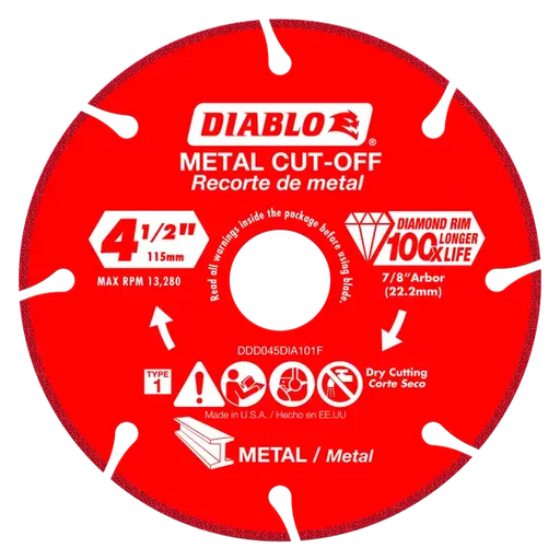 Diablo 4-1/2" Diamond Metal Cut Off Blade for Angle Grinder