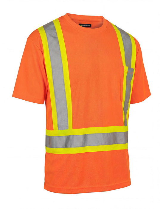 Forcefield hi-vis orange short sleeve safety tee with chest pocket