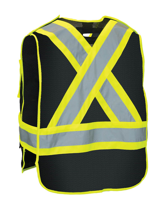 Forcefield 022-TV3BK tear-away mesh safety vest, black, back