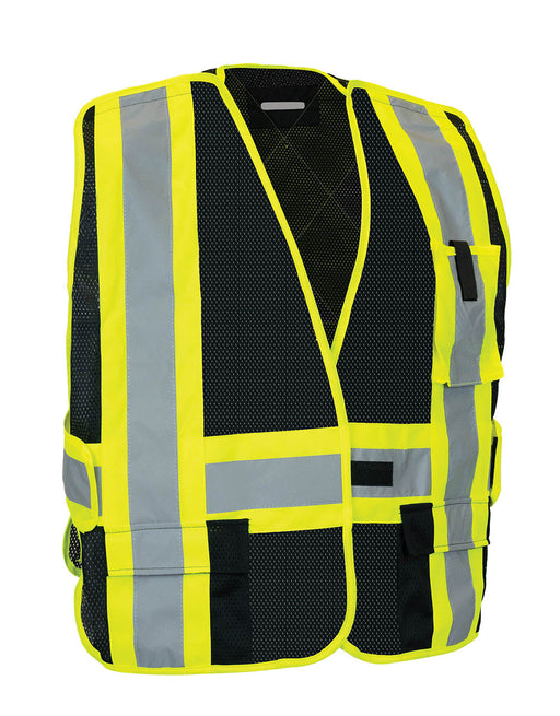 Forcefield 022-TV3BK tear-away mesh safety vest, black, front