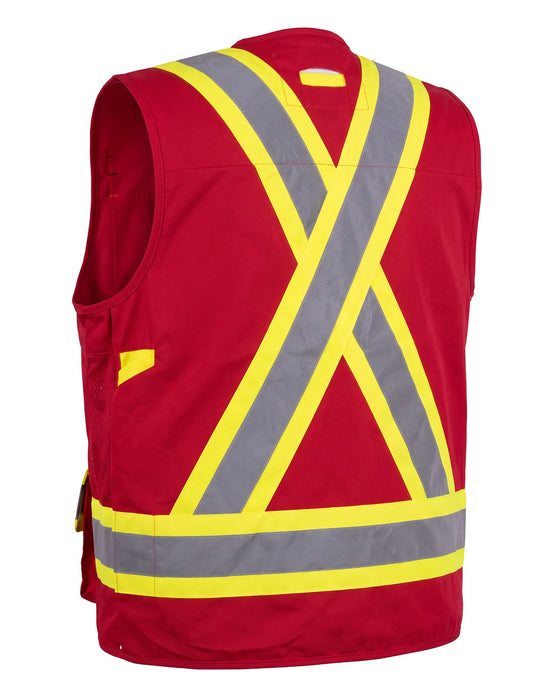 Forcefield surveyor's safety vest, red, back