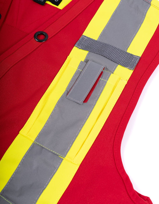 Forcefield surveyor's safety vest, red, reflective tape detail