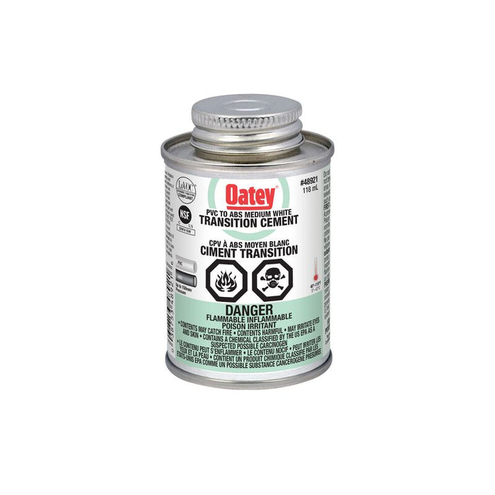 Oatey 48921 ABS to PVC transition white cement 118 mL can