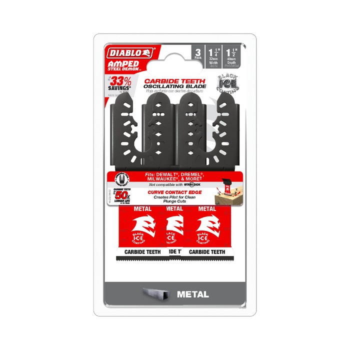 1-1/4" AMPED™ Steel Demon™ Universal Fit Carbide Teeth Oscillating Blades for Metal (3-Pack) DOU125CF3
