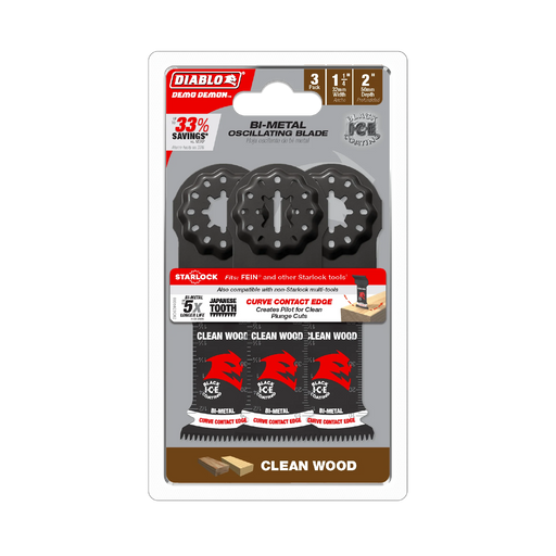 Diablo DOS125JBW3 Demo Demon Starlock Bi-Metal Oscillating Blades for Clean Wood 