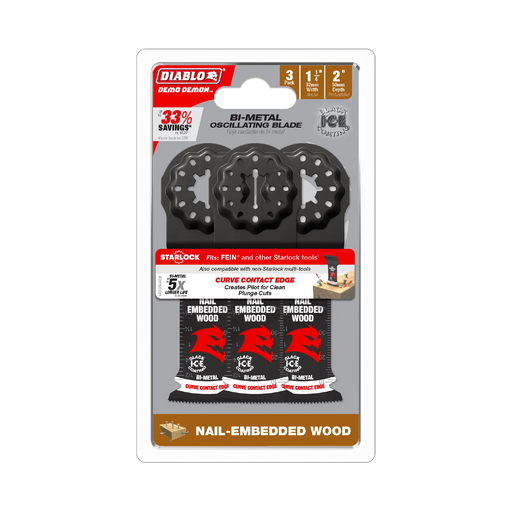 1-1/4" Diablo Demo Demon Bi-Metal Oscillating Blades for Nail-Embedded Wood 3 Pack