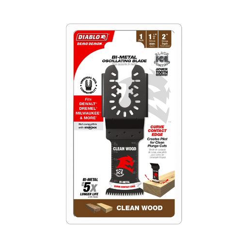Diablo DOU125JBW Demo Demon Universal Fit Bi-Metal Oscillating Blades for Clean Wood 
