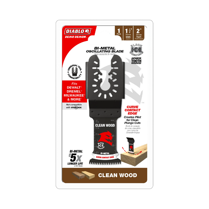 Diablo DOU125JBW Demo Demon Universal Fit Bi-Metal Oscillating Blades for Clean Wood 