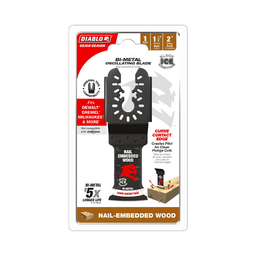 1-1/4" Diablo Demo Demon Bi-Metal Oscillating Blades for Nail-Embedded Wood Single Blade