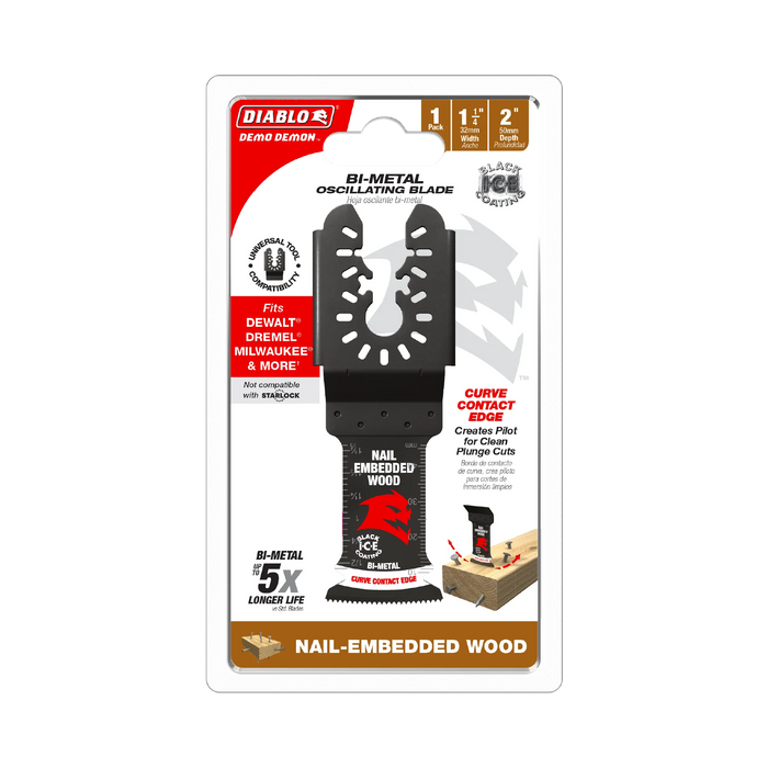 1-1/4" Diablo Demo Demon Bi-Metal Oscillating Blades for Nail-Embedded Wood Single Blade