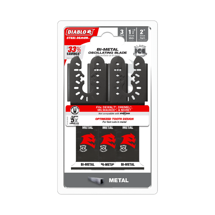 1-1/4" Steel Demon™ Universal Fit Bi-Metal Oscillating Blades for Metal (3-Pack) DOU125BF3