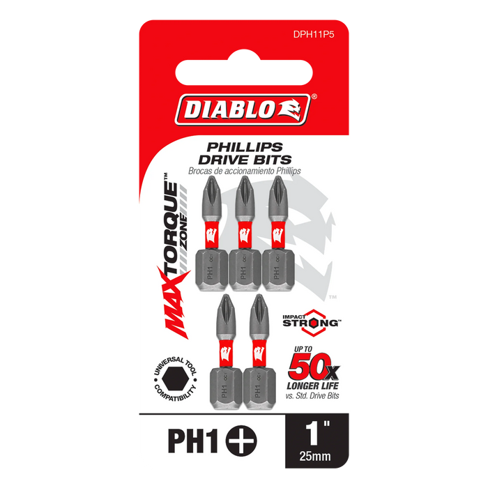 1" #1 Phillips Drive Bits (5-Pack) DPH11P5