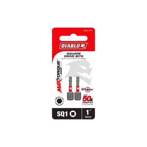 1" #1 Square Drive Bits (2-Pack) DSQ11P2