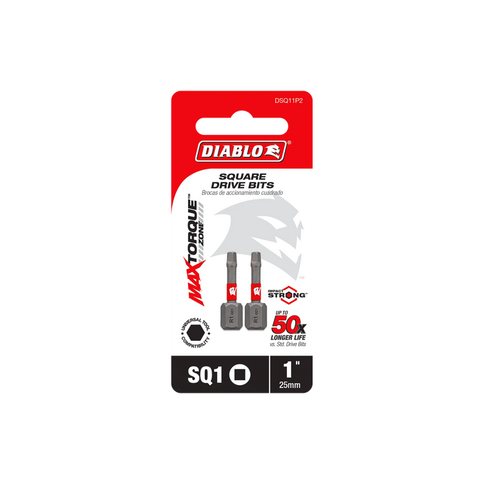 1" #1 Square Drive Bits (2-Pack) DSQ11P2