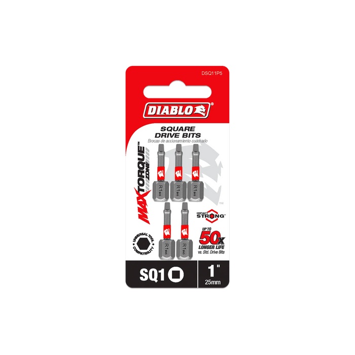 1" #1 Square Drive Bits (5-Pack) DSQ11P5