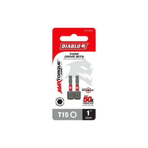 1" #15 Torx Drive Bits (2-Pack)
