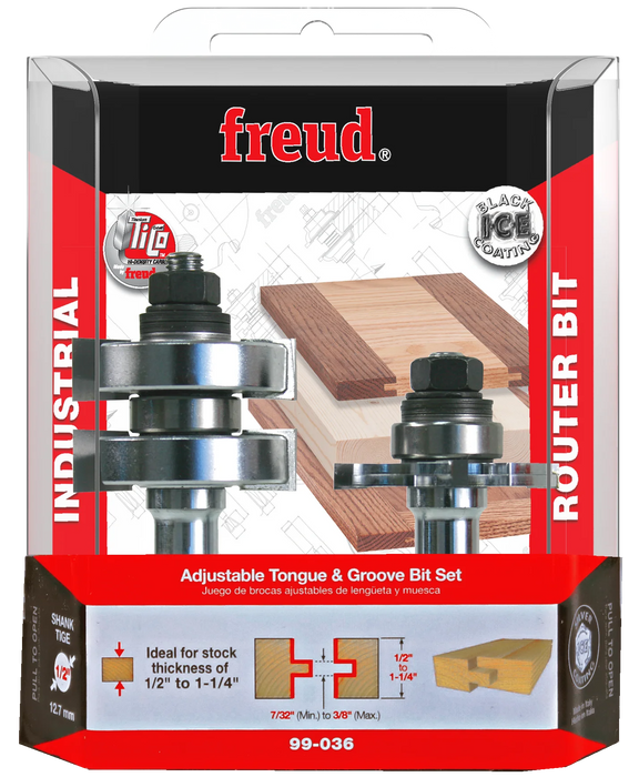Freud 99-036 1-3/4" (Dia.) Adjustable Tongue & Groove Bit Set Router Bit Set