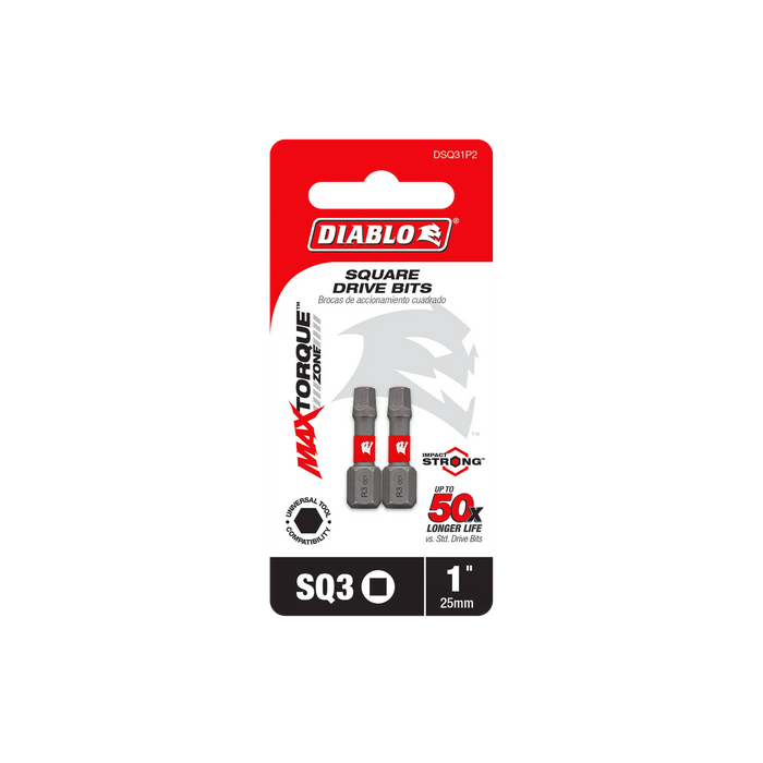 1" #3 Square Drive Bits (2-Pack)