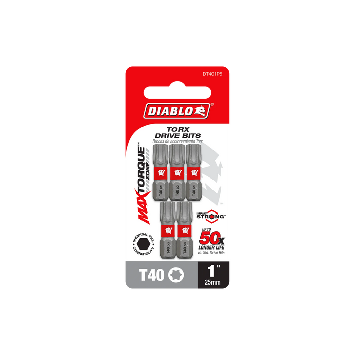 1" #40 Torx Drive Bits (5-Pack)