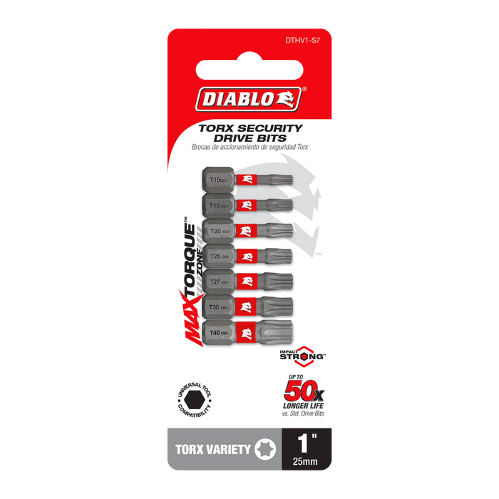 Assorted 1" Torx Security Drive Bits (7-Piece)