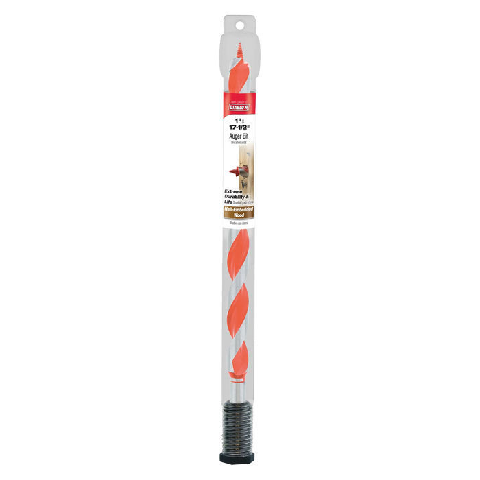 1" x 17-1/2" Auger Bit for Wood & Nail-Embedded Wood