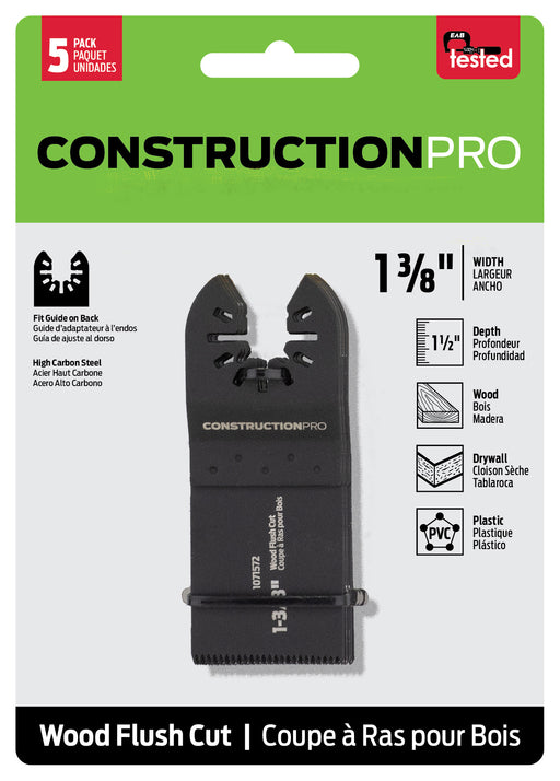ConstructionPro 1-3/8 inch flush cut oscillating blade 5 pack