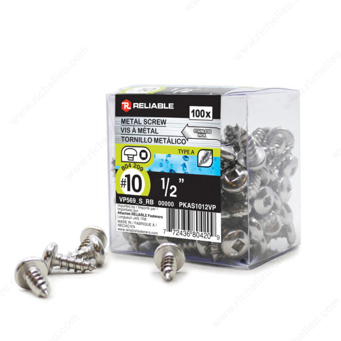 #10 by half inch stainless steel pan head self tapping square drive metal screws 