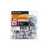 #10 by one and a quarter inch flat head zinc silver colour square drive wood assembly screws. 100 pieces per pack.