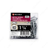 #10 by one and a quarter  inch pan head zinc coated square drive metal screws. 100 pieces per pack.