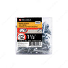#12 by one and a half inch flat head zinc silver colour wood assembly screws. 100 pieces per pack.