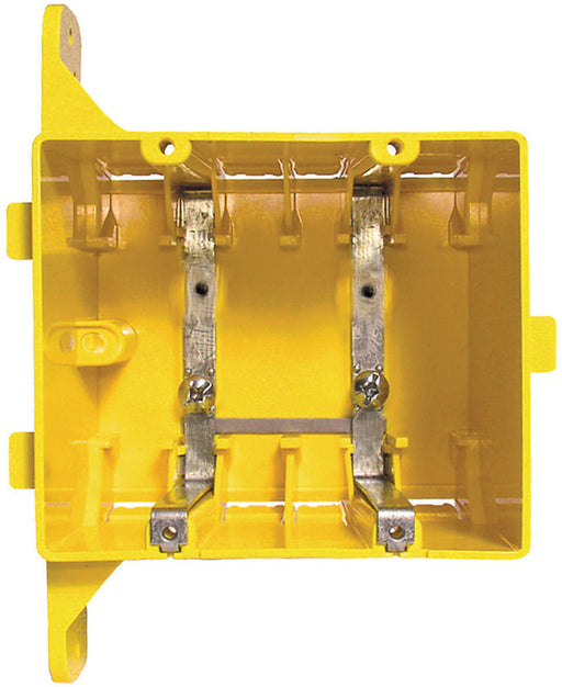Hubbell tradeSELECT 2-Gang Plastic Device Box with Flush Bracket, Yellow, 37 cu in