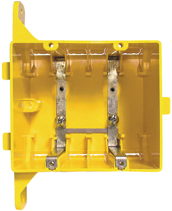 Hubbell tradeSELECT 2-Gang Plastic Device Box with Flush Bracket, Yellow, 37 cu in