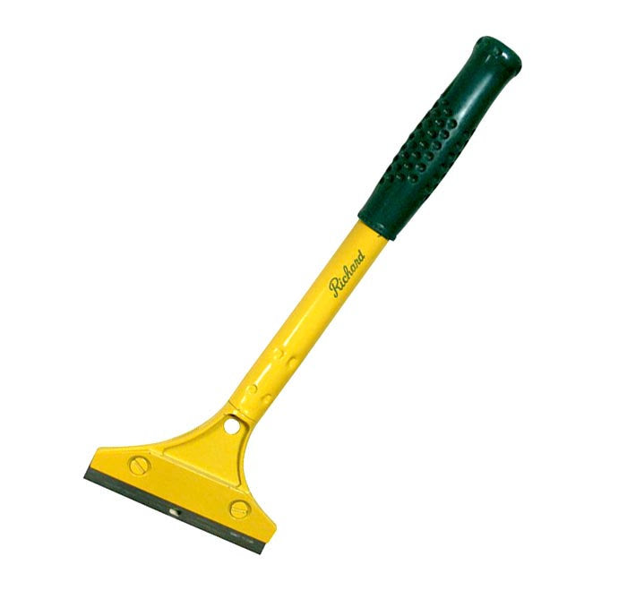 Richard 13320 wallpaper and floor scraper with yellow head and green rubber grip handle