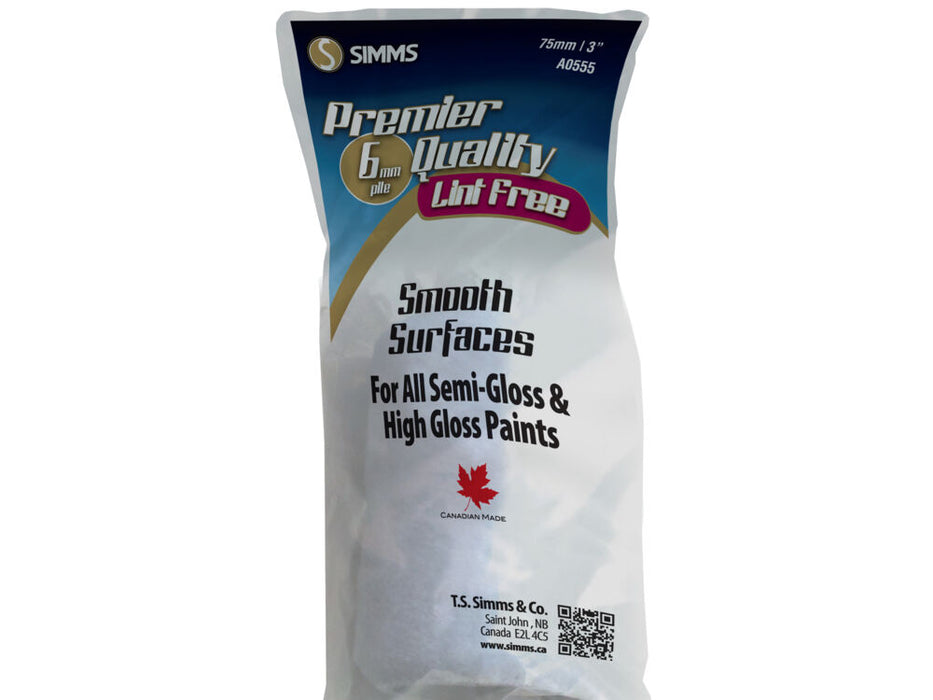 Simms A-055 premier quality 3 in. 6 mm lint free mini roller refill