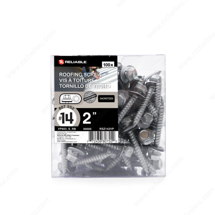 Metal Roofing Screw Hex Head with Steel and Neoprene Washer, Self-Tapping Thread, Type A Point