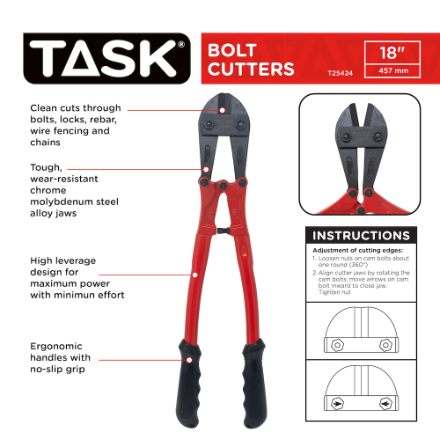 Task - 18" High-Leverage Bolt Cutter with No Slip Grip - 04T25424