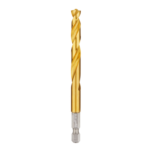 Milwaukee SHOCKWAVE RED HELIX titanium drill bit with 1/4 in. hex shank, 5/16 in.