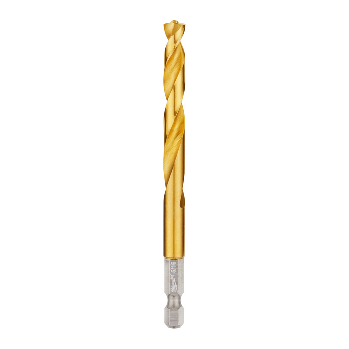 Milwaukee SHOCKWAVE RED HELIX titanium drill bit with 1/4 in. hex shank, 5/16 in.