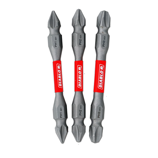2-1/2" Double-Ended Phillips Drive Bit Set (3-Piece) DDEPHV25-S3