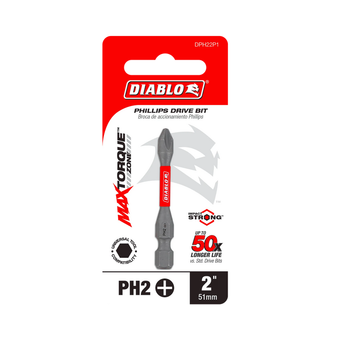 Diablo Phillips Drive Bits for 1/4" Hex Shank Drills