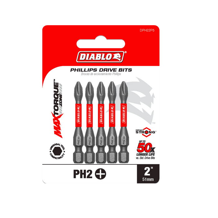 Diablo Phillips Drive Bits for 1/4" Hex Shank Drills