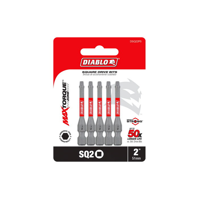 2" #2 Square Drive Bits (5-Pack)