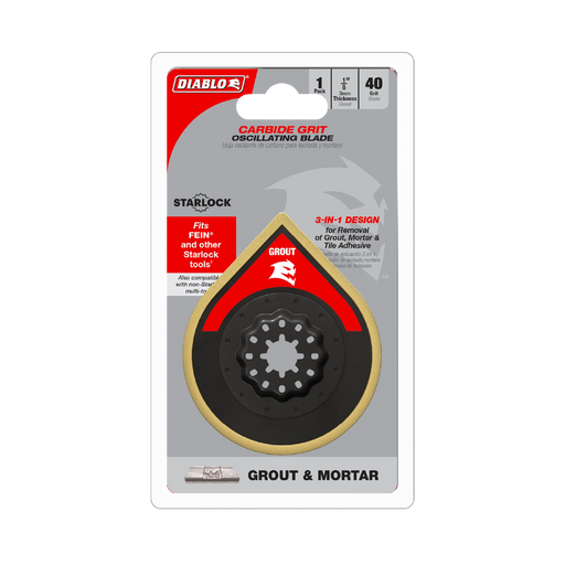 Diablo DOSCGX 2-3/4" Starlock Carbide Grit Oscillating Sanding Blade for Grout and Mortar in Packaging