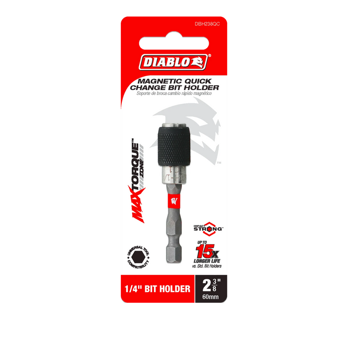 Diablo 2-3/8" Magnetic Quick Change Bit Holder for 1/4" Hex Shank Drills in Packaging