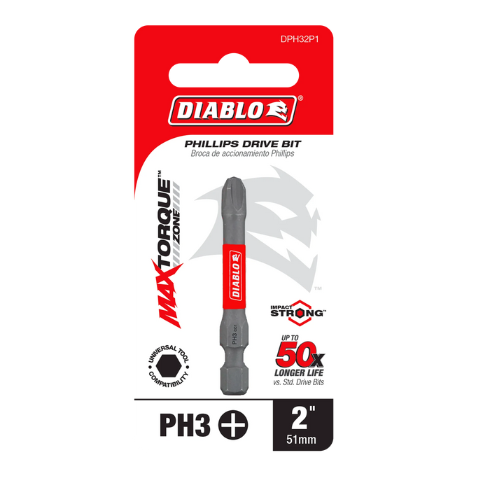 Diablo Phillips Drive Bits for 1/4" Hex Shank Drills