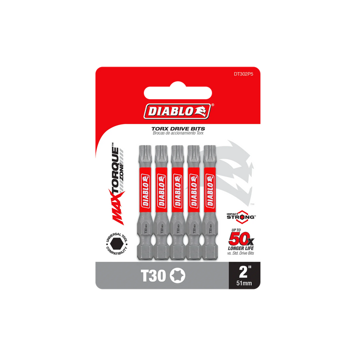 2" #30 Torx Drive Bits (5-Pack)