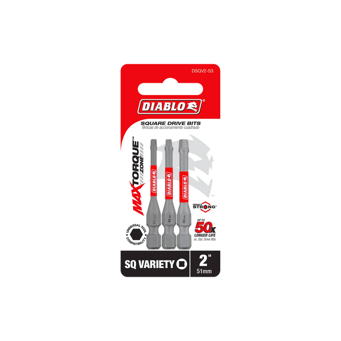 2" Square Drive Bit Assorted Pack (3-Piece)