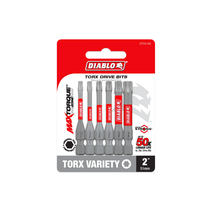 Assorted 2" Torx Drive Bits (6-Piece)